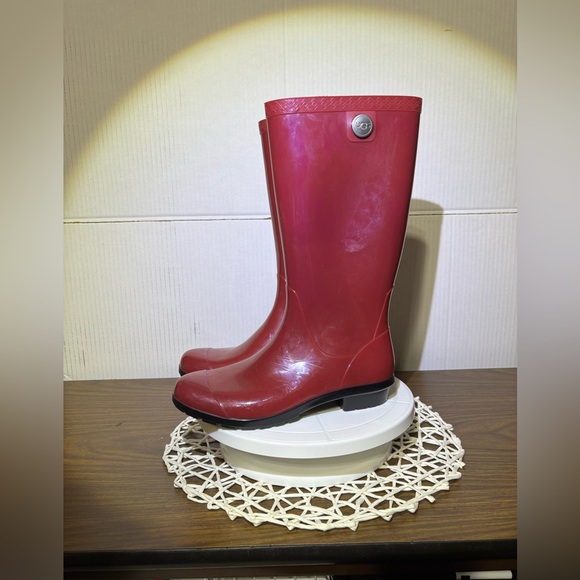 BOOT SALE size 8 Shaye Purple Tall Rubber Rain Boots 13.5” high.1”heel appearNEW - Picture 8 of 9